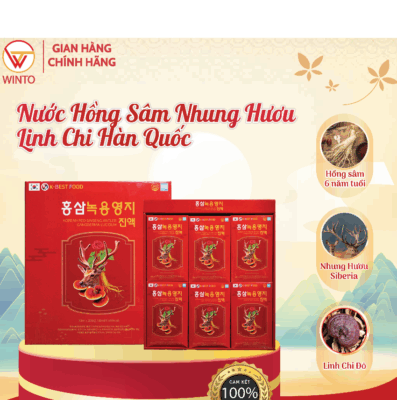 Nước hồng sâm nhung hươu linh chi Hàn Quốc